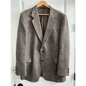 Vintage HARRIS TWEED Jacket Sport Cost Blazer Men 44 Brown 100% Scottish Wool